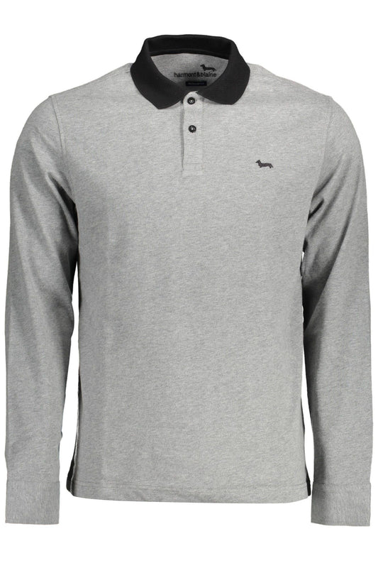 Elegant Long-Sleeved Gray Polo for Men