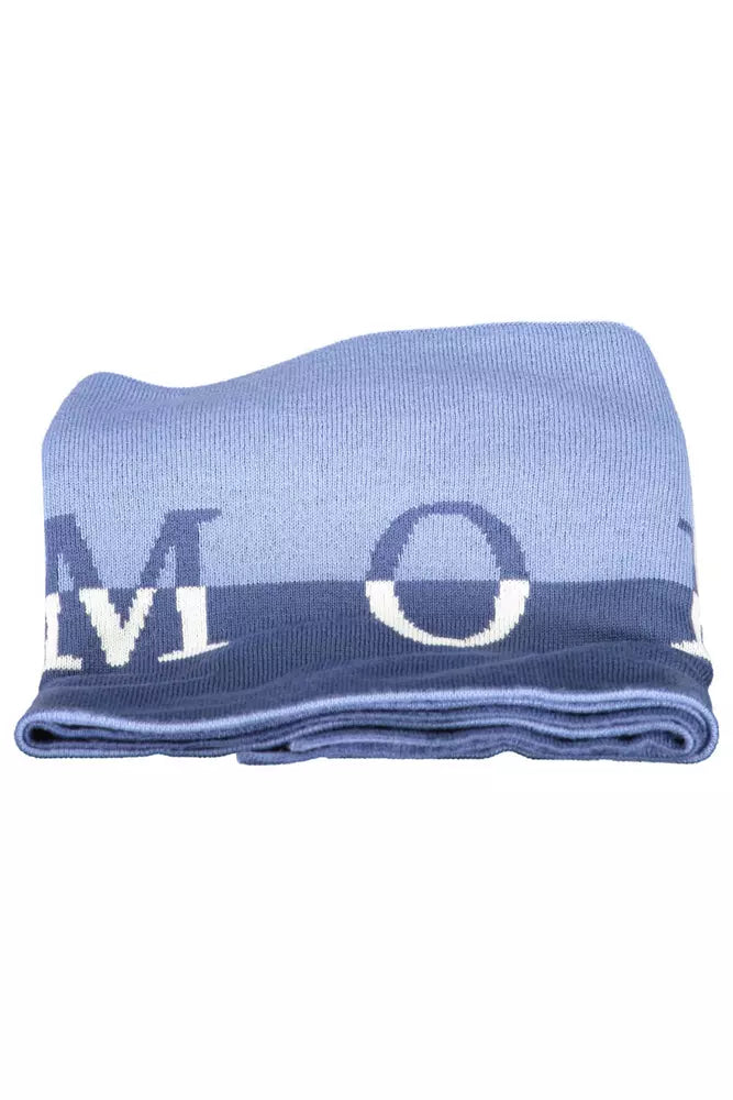 Elegant Blue Wool-Blend Scarf with Logo Detail