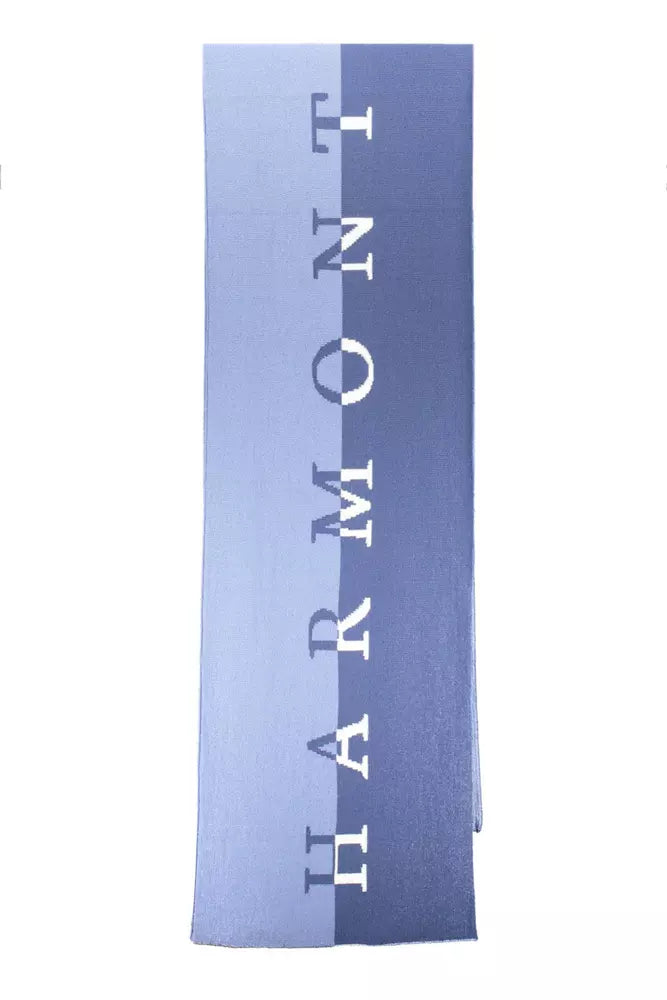 Elegant Blue Wool-Blend Scarf with Logo Detail