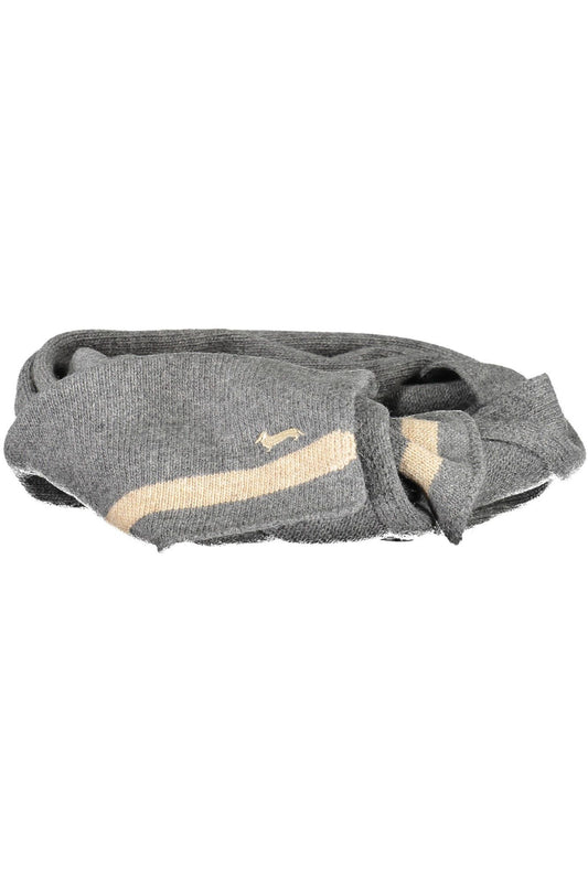 Elegant Gray Wool-Cashmere Blend Scarf