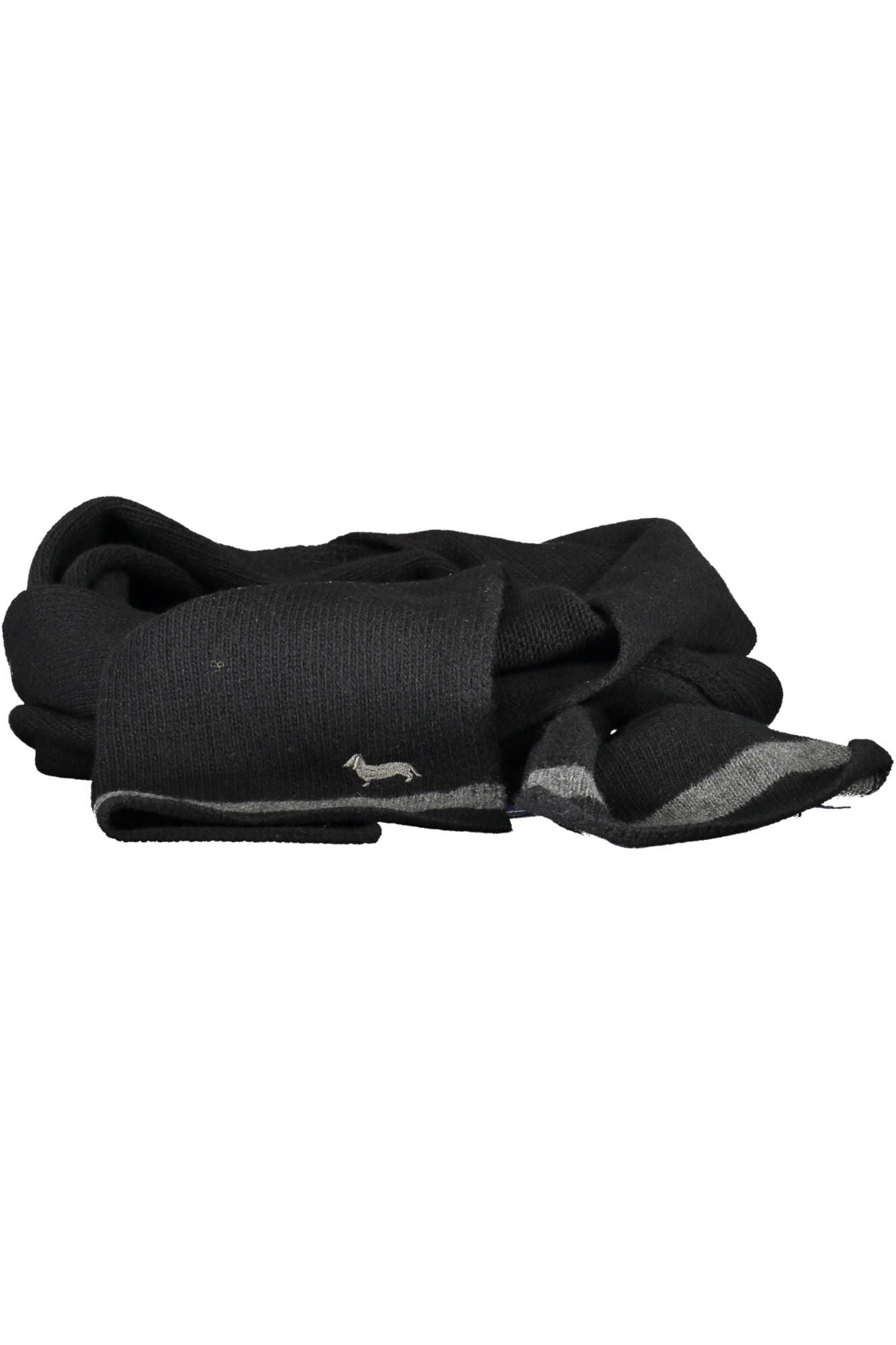 Elegant Black Wool-Cashmere Scarf