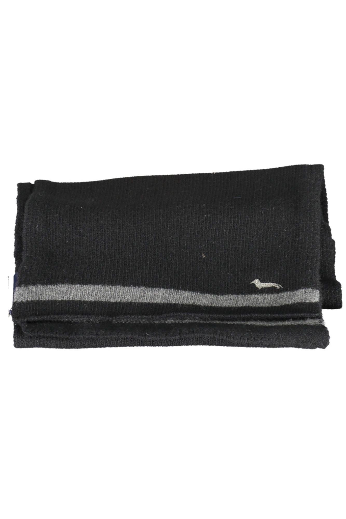 Elegant Black Wool-Cashmere Scarf