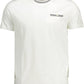 Chic White Cotton Crew Neck Tee with Contrasting Details