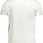 Chic White Cotton Crew Neck Tee with Contrasting Details