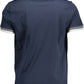 Elegant Blue Cotton Tee with Contrasting Accents