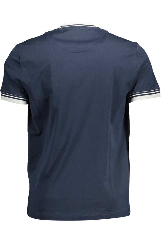 Elegant Blue Cotton Tee with Contrasting Accents