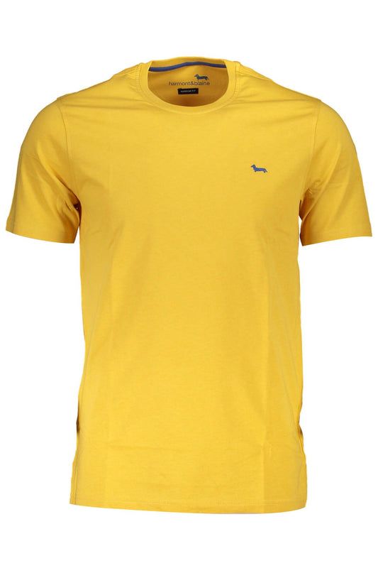 Sleek Yellow Embroidered Tee for Men