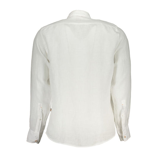 Elegant White Linen Long Sleeve Shirt