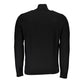 Sleek Black Wool Blend Cardigan with Embroidered Logo
