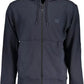 Sleek Blue Hooded Sweatshirt with Zip Detail