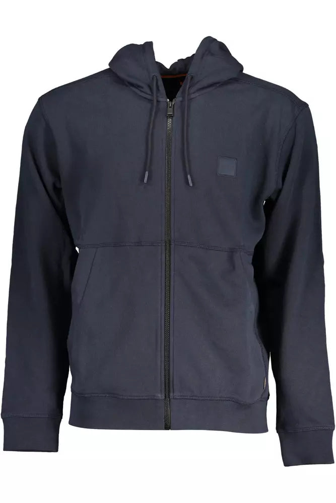 Sleek Blue Hooded Sweatshirt with Zip Detail