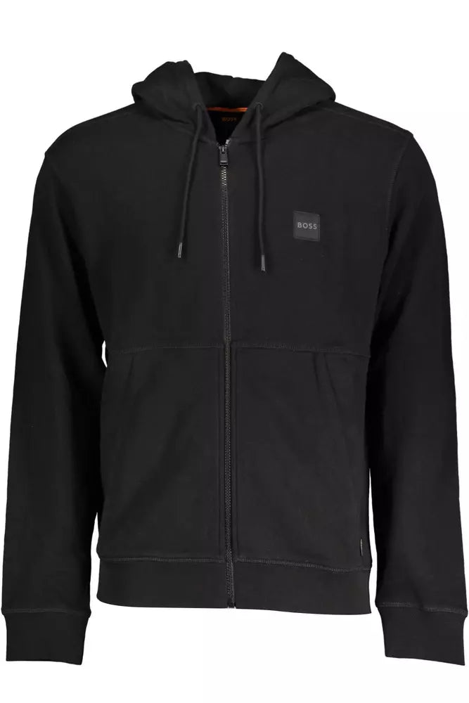 Sleek Hooded Zip Sweatshirt in Black