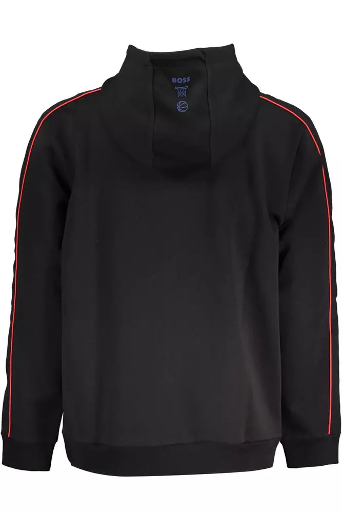 Elegant Black Zippered Hoodie with Contrasting Accents