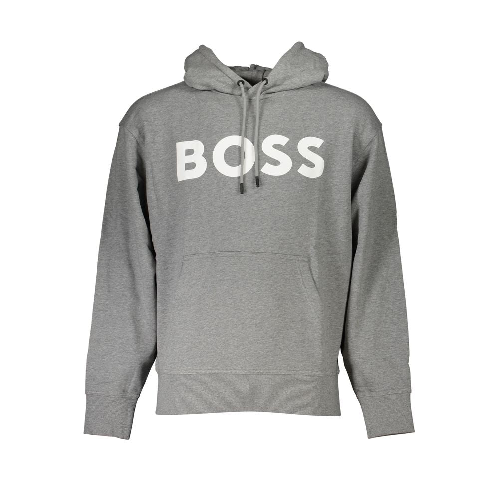 Elegant Gray Hooded Sweatshirt with Logo