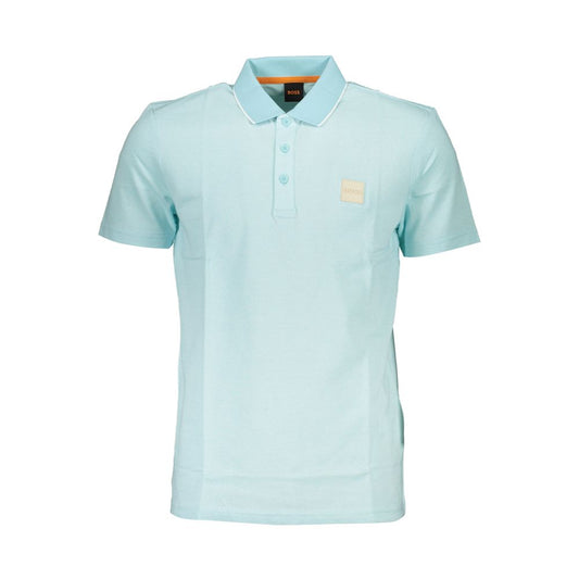 Elegant Light Blue Cotton Polo with Contrast Detail