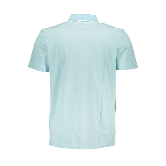 Elegant Light Blue Cotton Polo with Contrast Detail