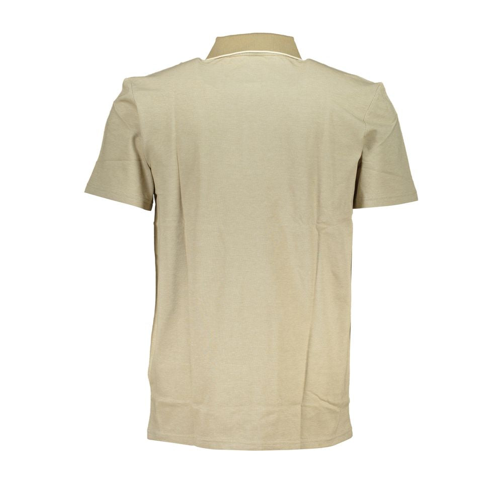 Elegant Beige Cotton Polo with Contrast Accents