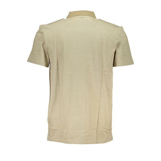 Elegant Beige Cotton Polo with Contrast Accents