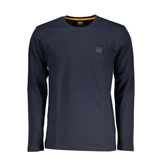 Elegant Blue Long-Sleeve Cotton Tee