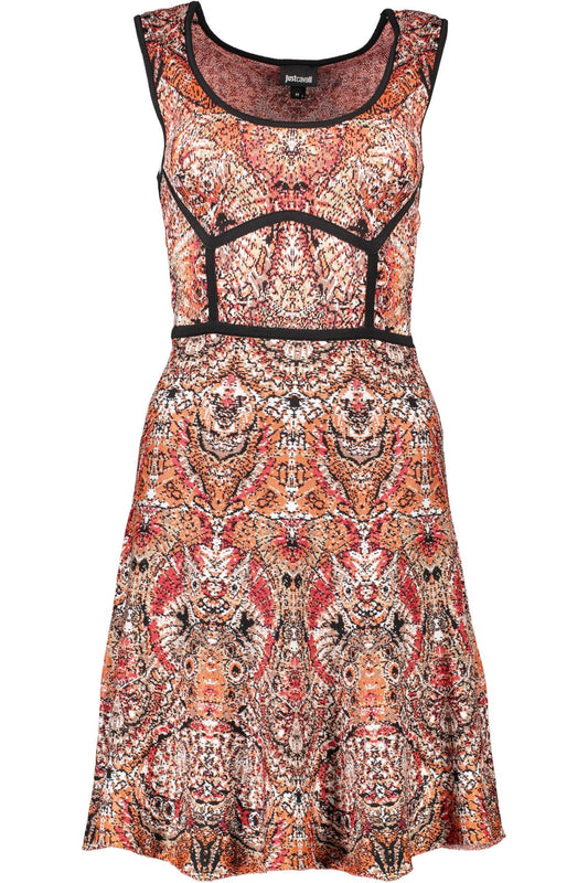 Chic Orange Short Dress with Wide Shoulders