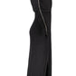 Black Viscose Long Dress with Rhinestone Details