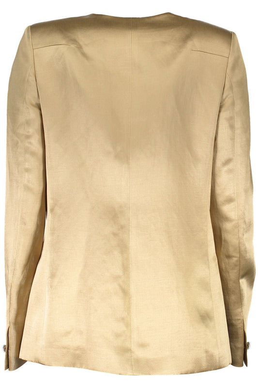 Elegant Long Sleeve Gold Linen Jacket