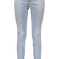 Elegant Faded Light Blue Denim Jeans