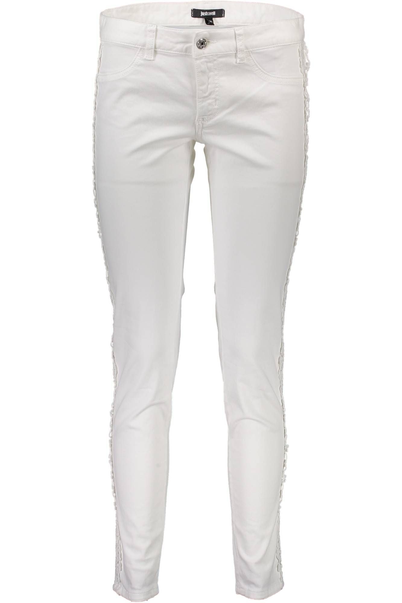 Chic White Cotton Trousers with Logo Detailing