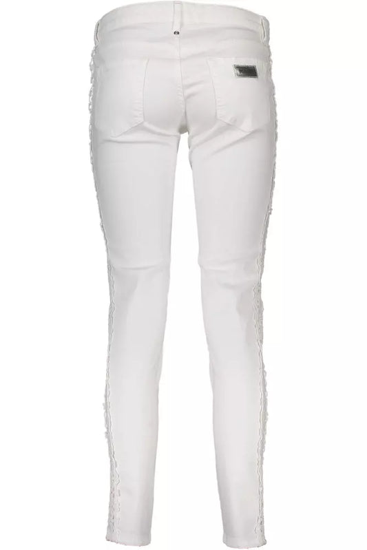 Chic White Cotton Blend Trousers