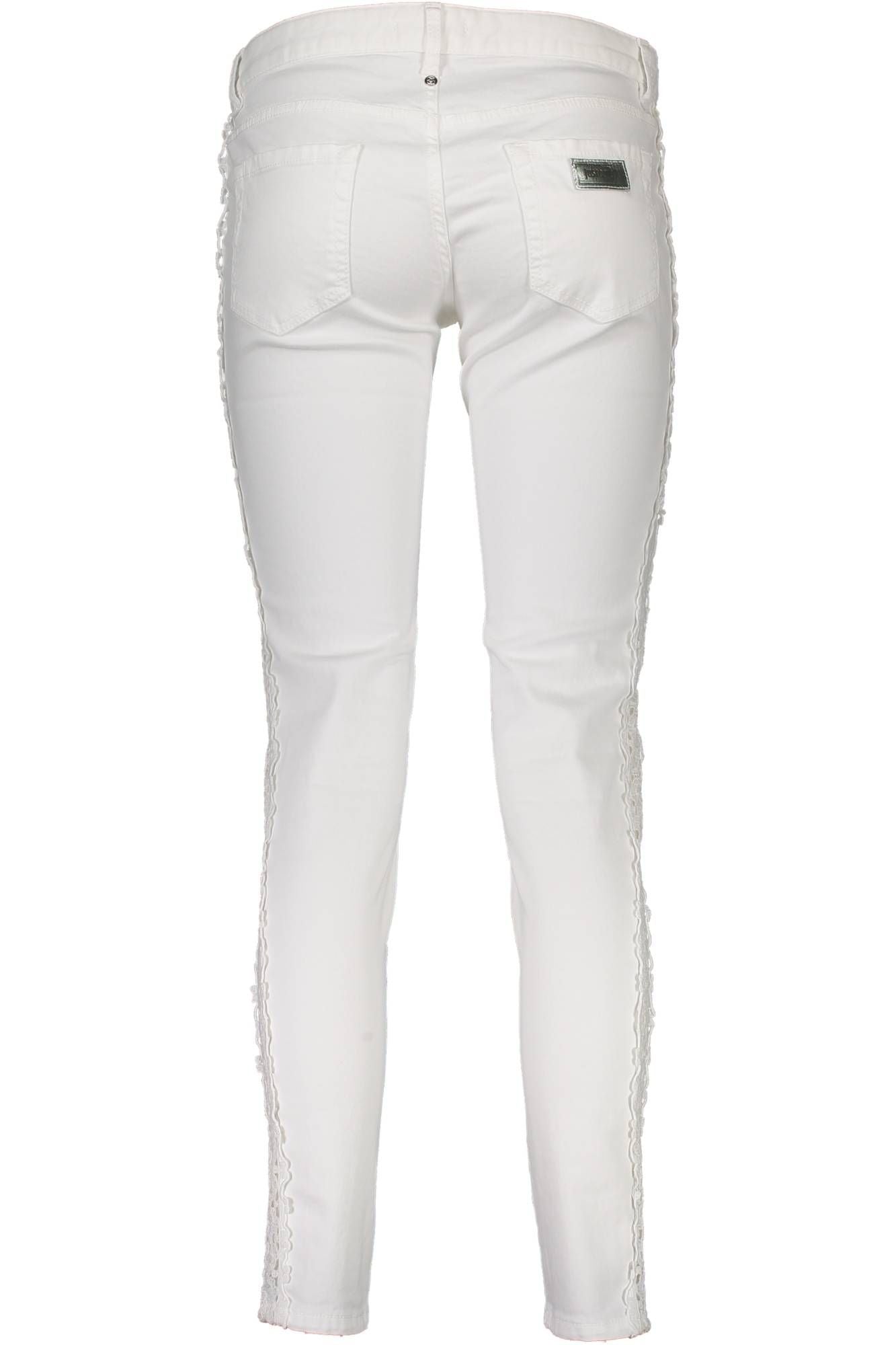 Chic White Cotton Trousers with Logo Detailing