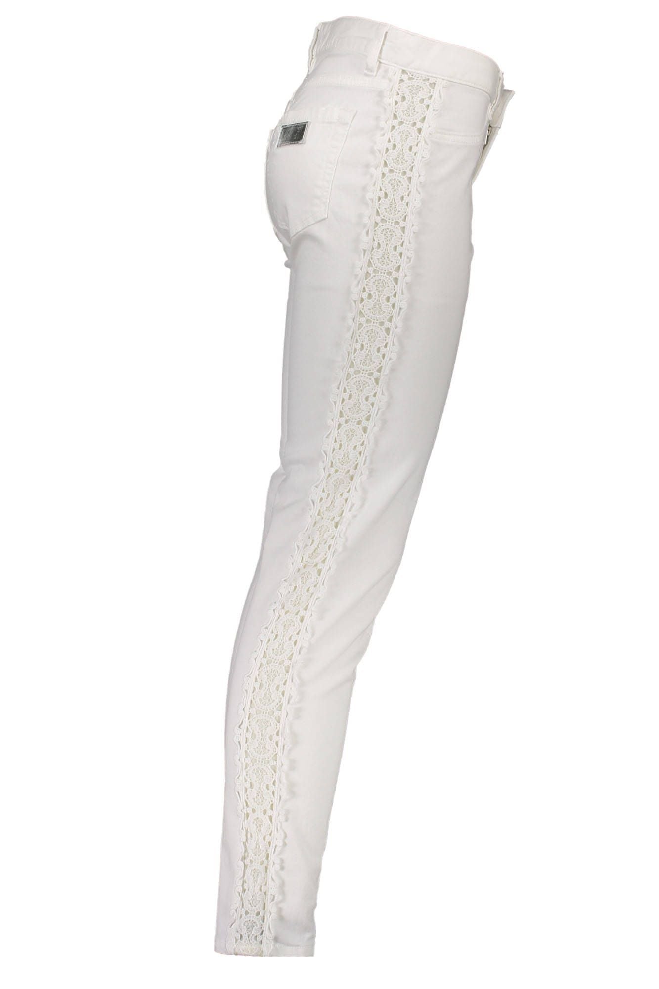 Chic White Cotton Trousers with Logo Detailing