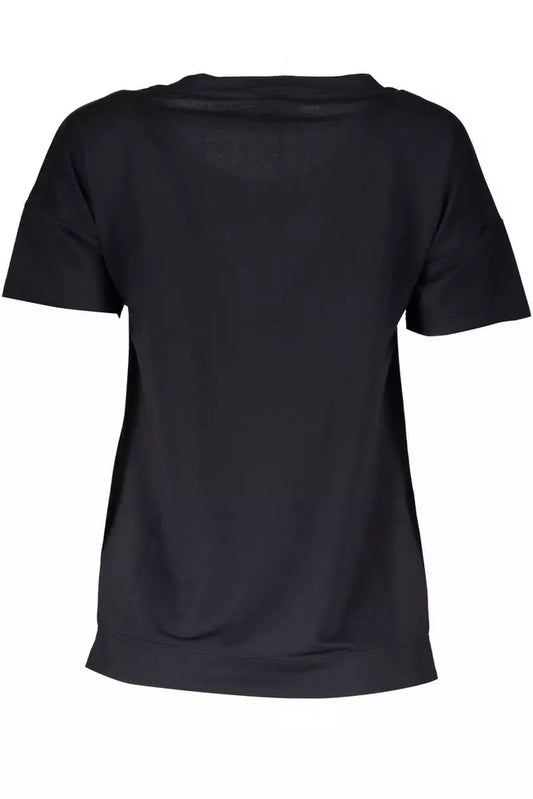 Chic Short Sleeve Round Neck Top with Logo Detail