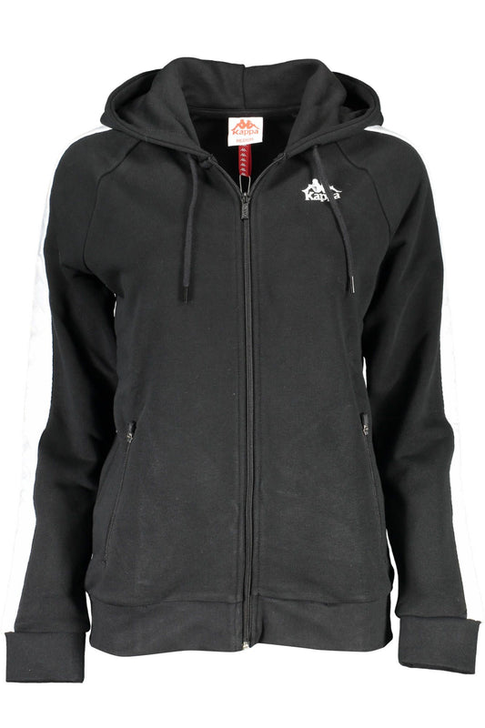 Sleek Black Cotton Hooded Sweatshirt