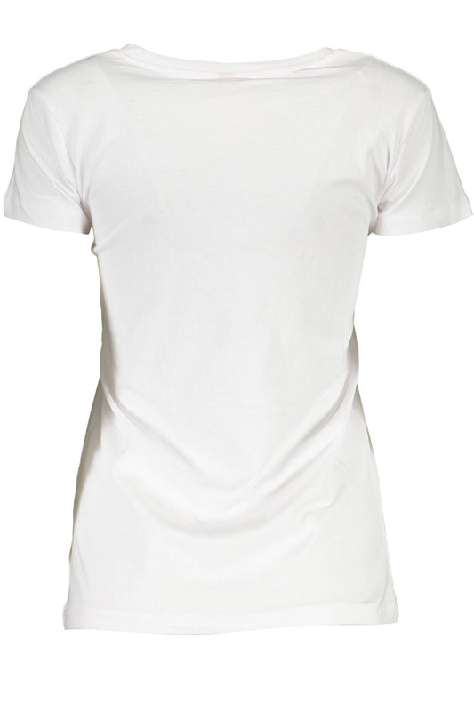Sleek White Cotton Tee with Iconic Print