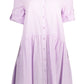 Chic Pink Cotton Dress with Versatile Sleeves