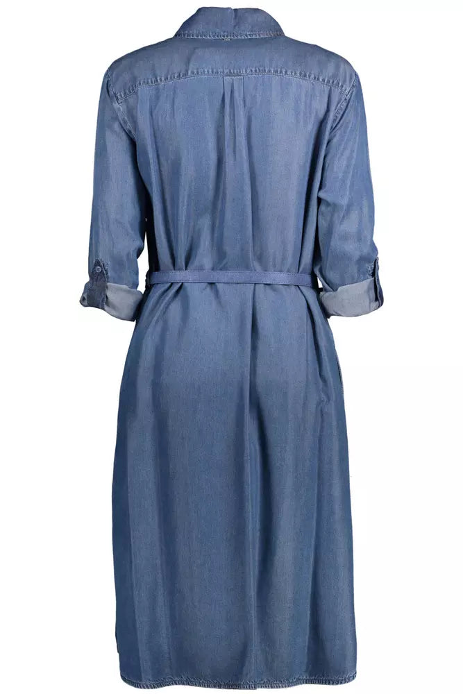 Chic Blue Denim Dress with Waist Belt