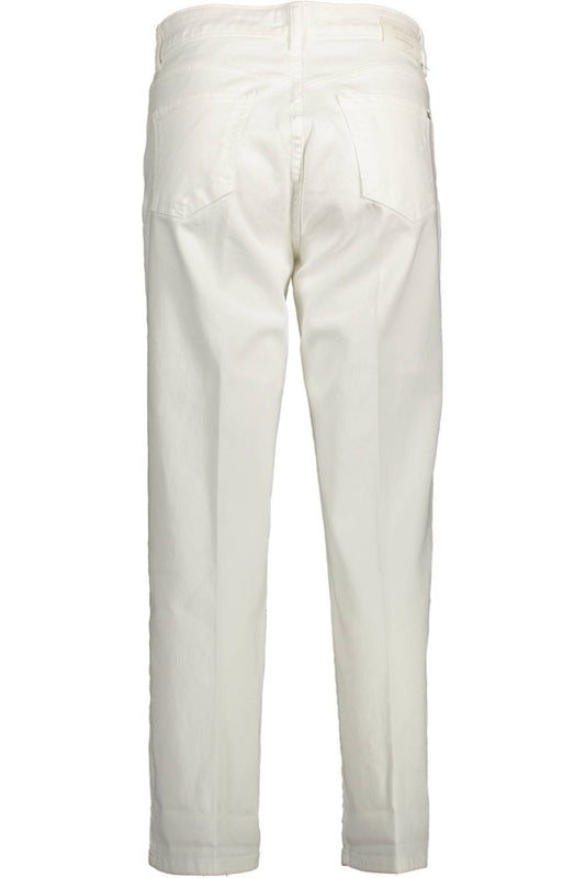 Chic White Cotton Blend Trousers