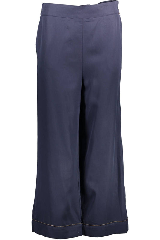 Chic Blue Trousers with Contrasting Details