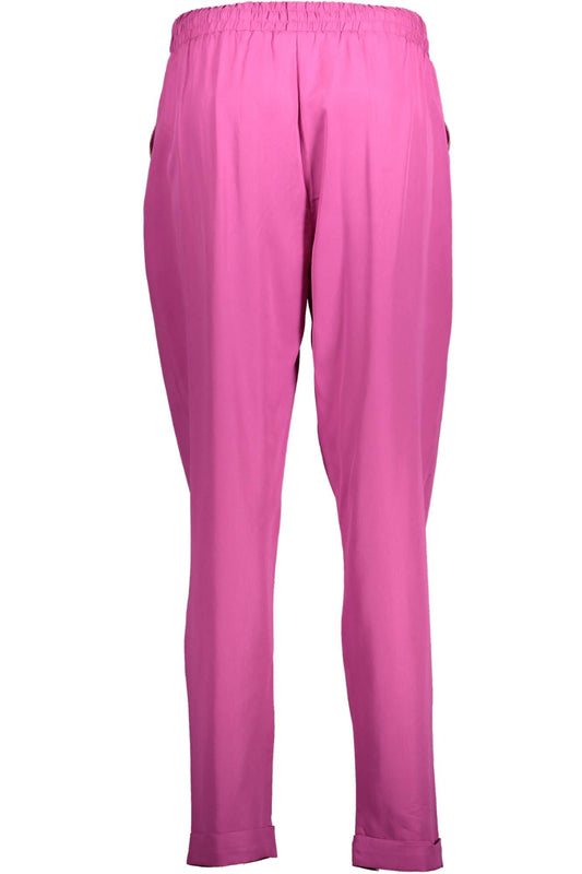 Chic Pink Drawstring Trousers with Contrast Detail