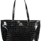 Elegant Contrasting Detail Black Shoulder Bag