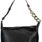 Chic Black Shoulder Bag with Contrasting Details