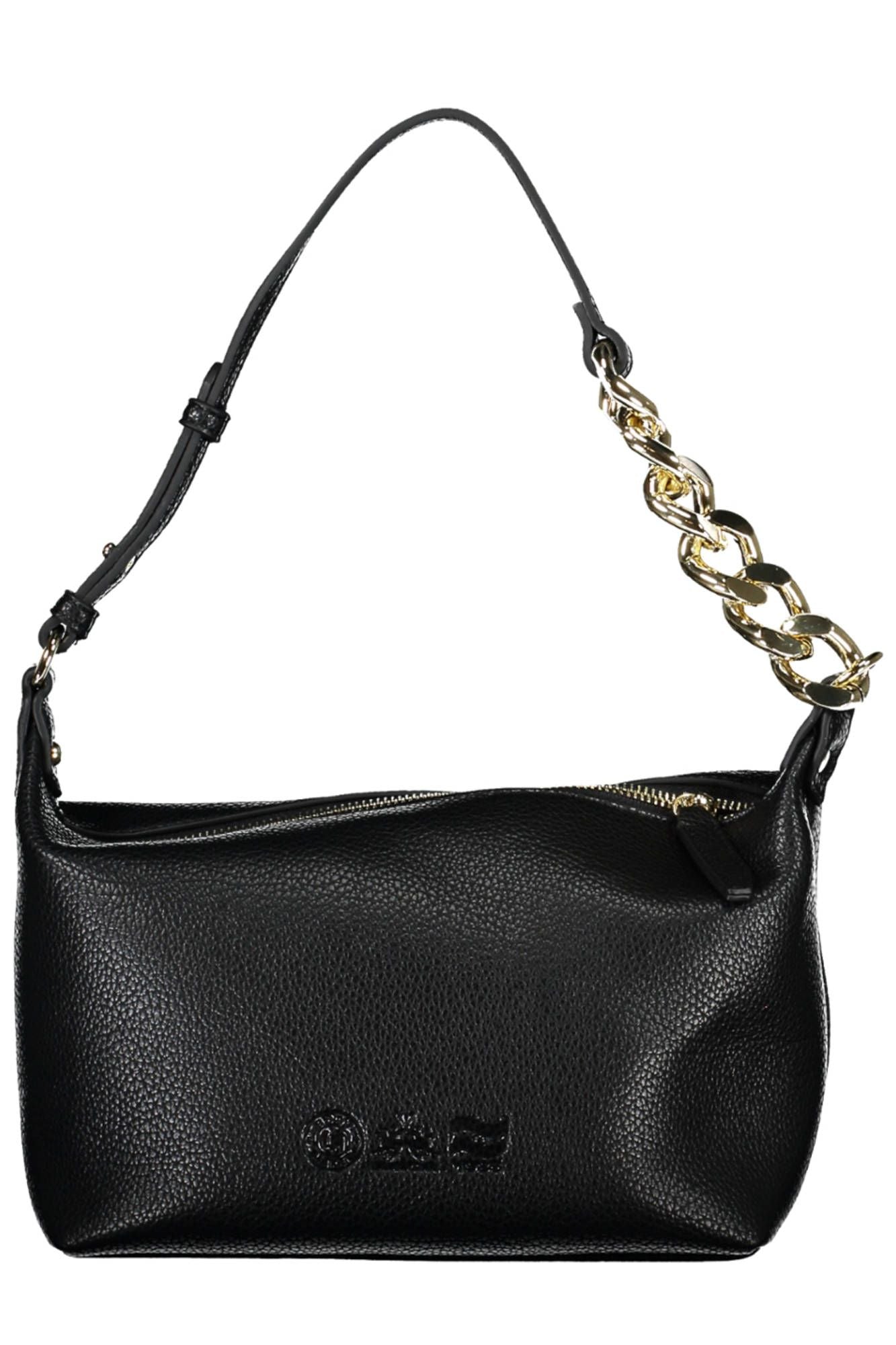 Chic Black Shoulder Bag with Contrasting Details