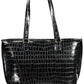 Elegant Contrasting Detail Black Shoulder Bag