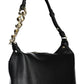 Chic Black Shoulder Bag with Contrasting Details