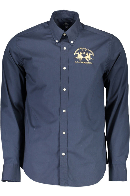 Elegant Blue Long-Sleeve Cotton Shirt