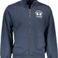 Elegant Blue Zip Sweater with Embroidery Detail