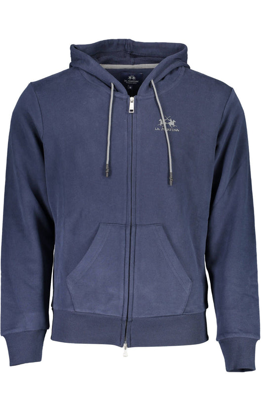 Chic Blue Cotton Hooded Sweatshirt