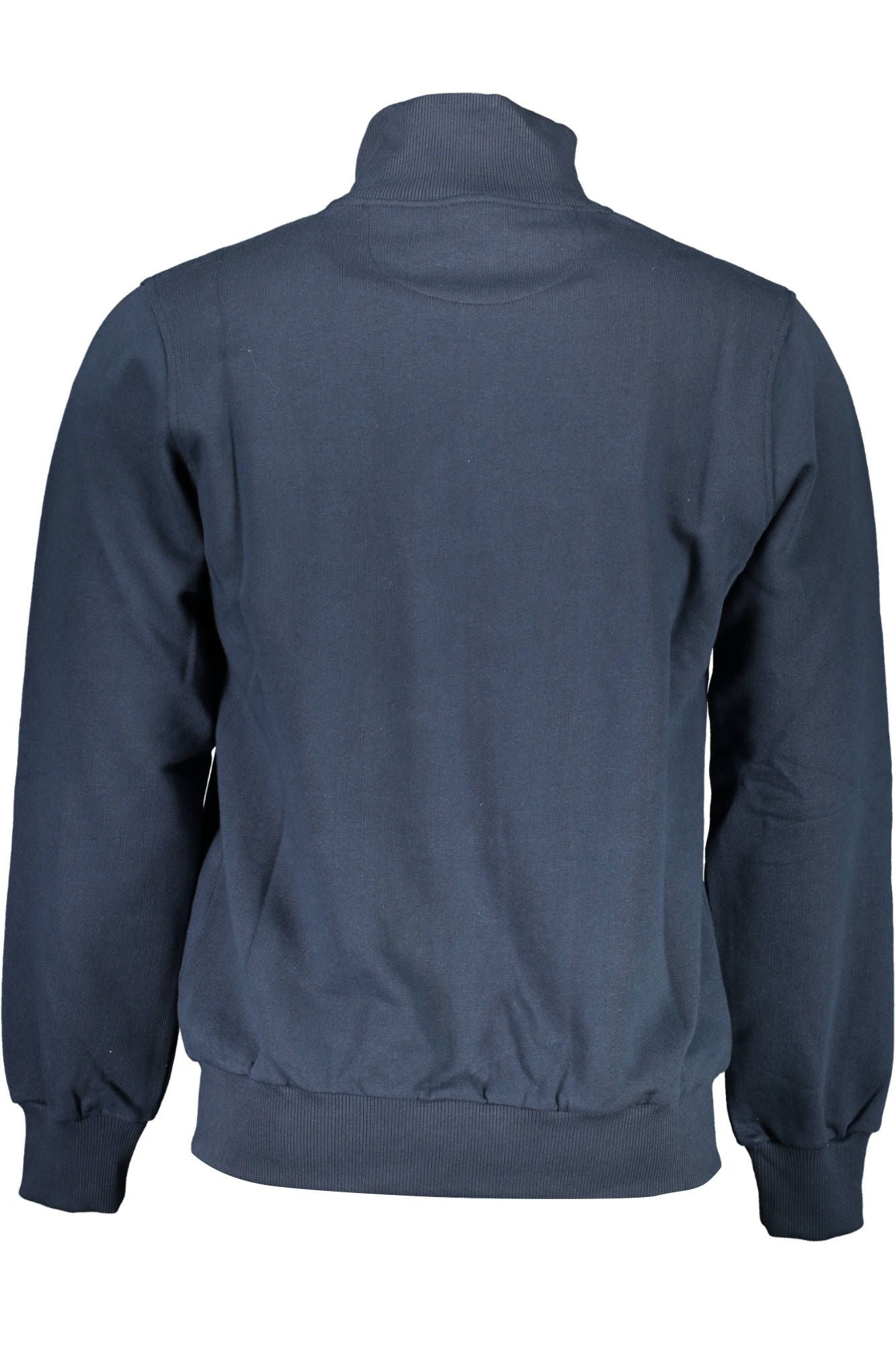 Elegant Blue Cotton Zip Sweatshirt