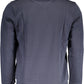 Chic Blue Cotton Zip Sweater with Embroidery