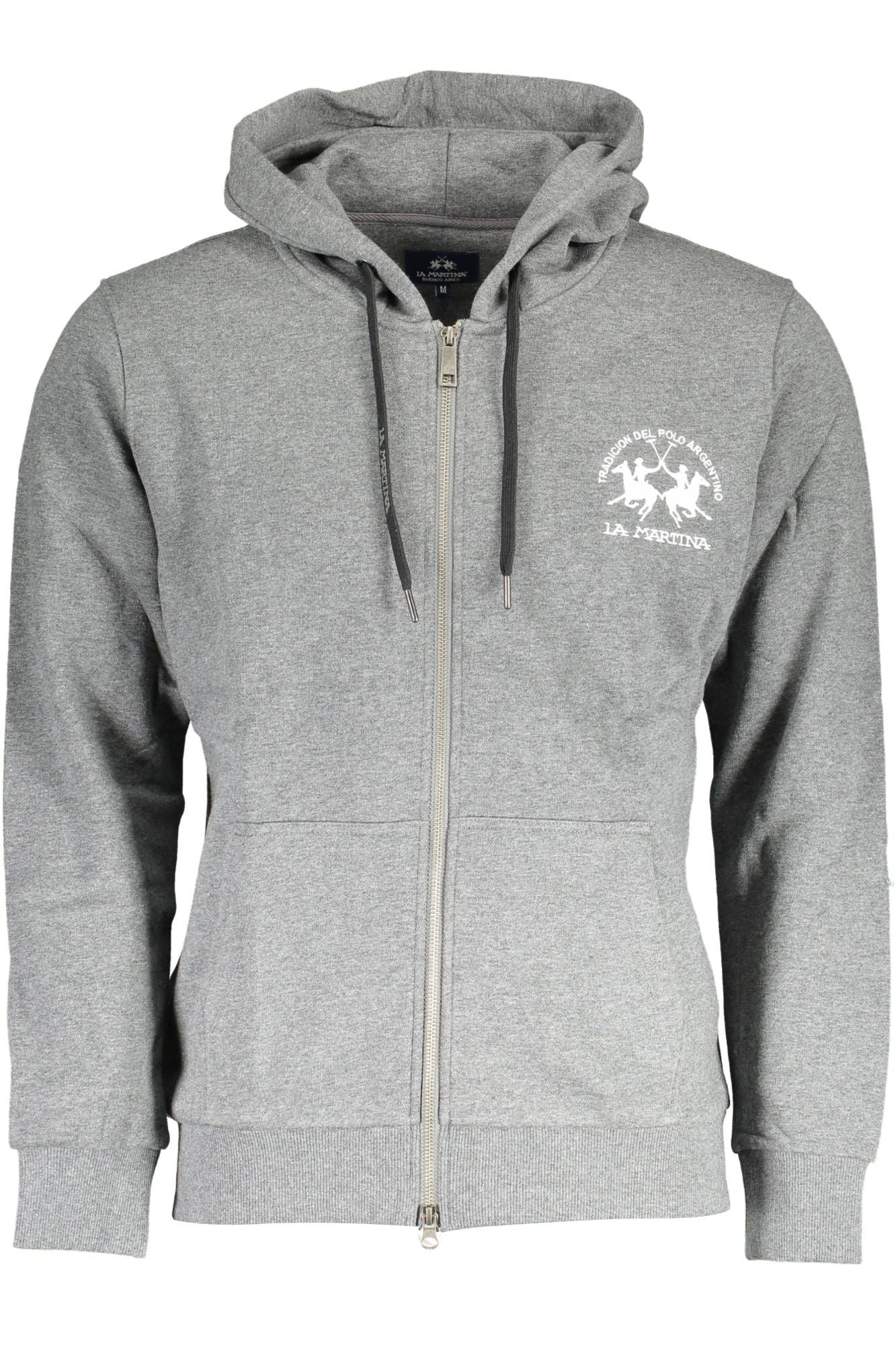 Elegant Gray Hooded Sweatshirt with Embroidery